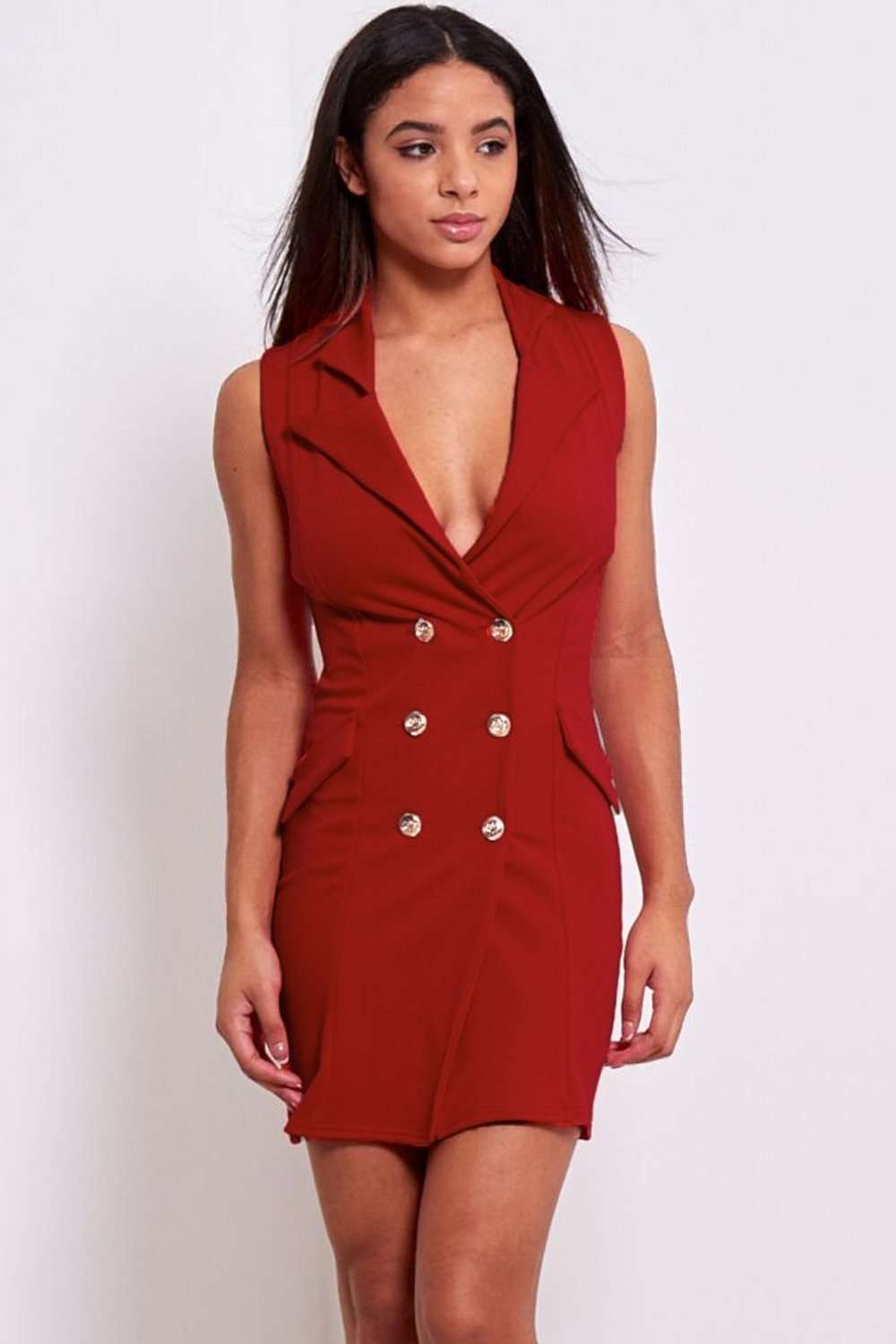 Hazel Plunge Neck Tuxedo Mini Dress - bejealous-com