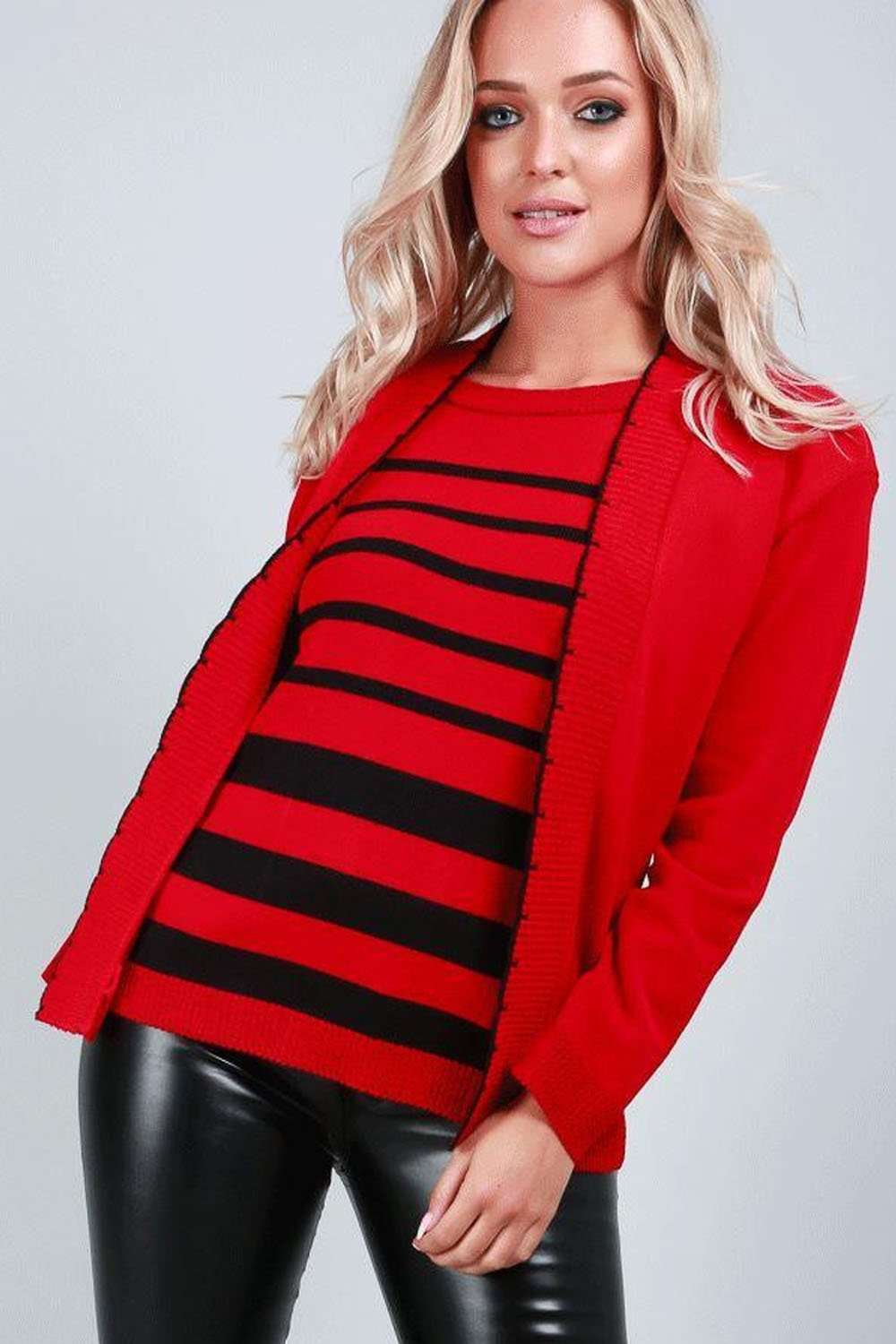 Heidi Long Sleeve Striped Knitted Twin Jumper - bejealous-com