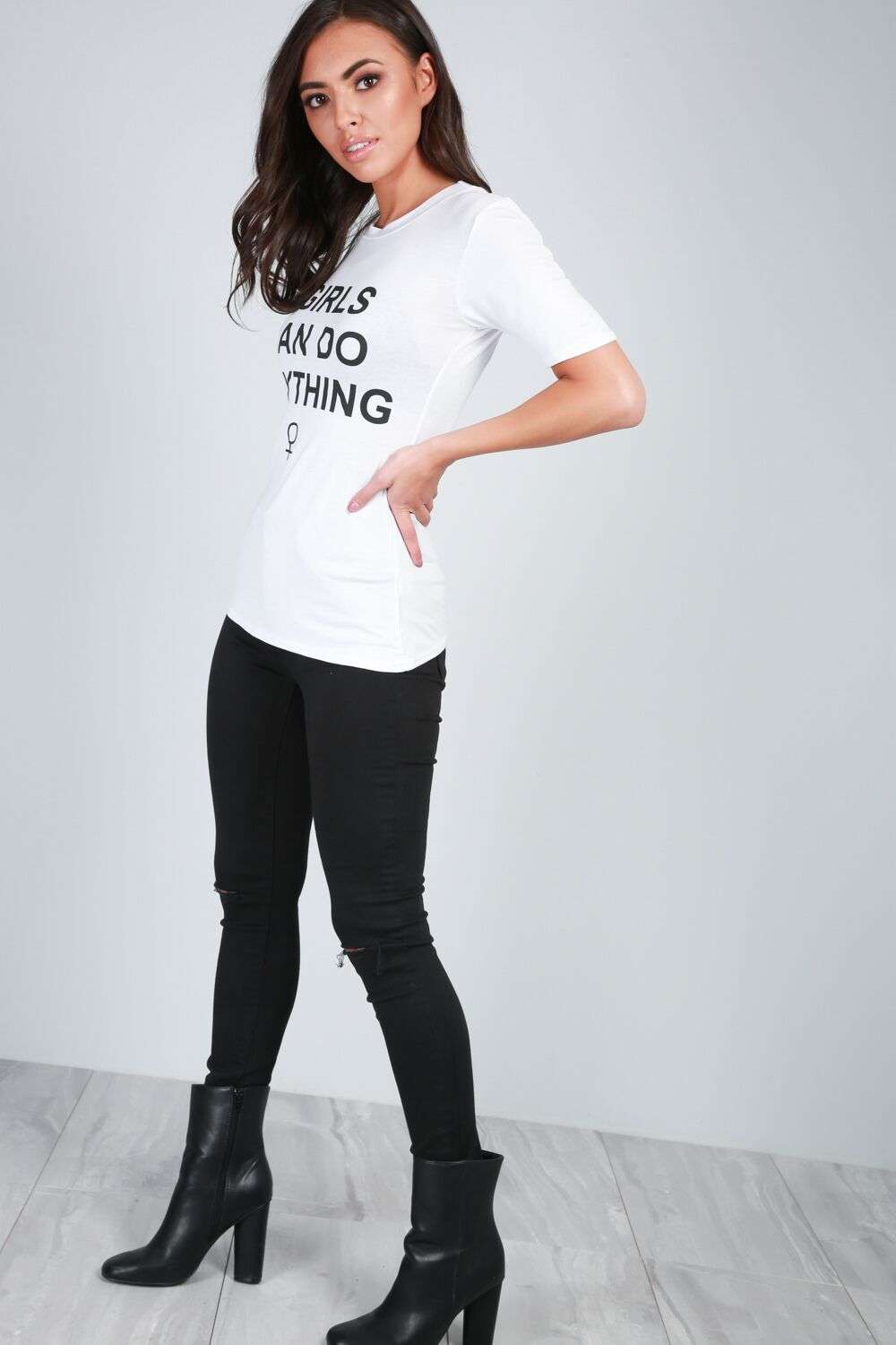 Hettie Girls Can Do Anything Slogan TShirt - bejealous-com