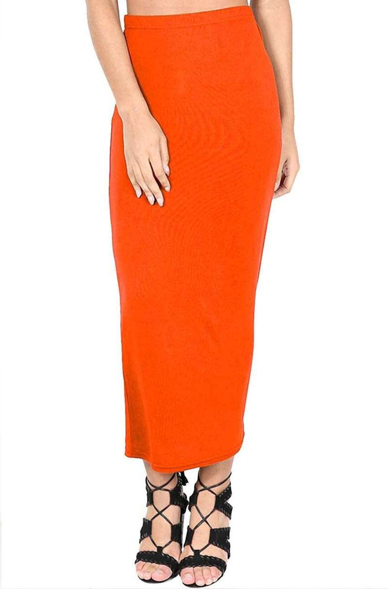 High Waist Burgundy Basic Jersey Maxi Pencil Skirt - bejealous-com