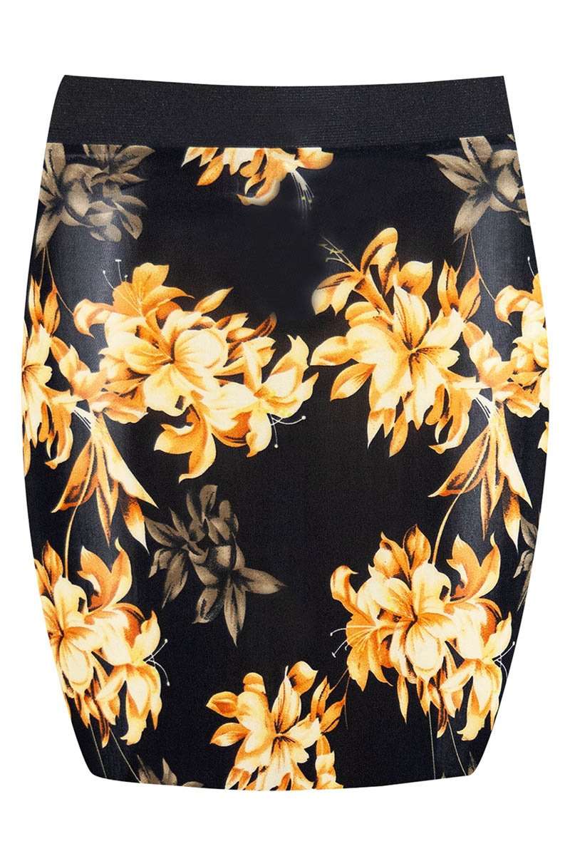 High Waisted Red Floral Print Mini Tube Skirt - bejealous-com