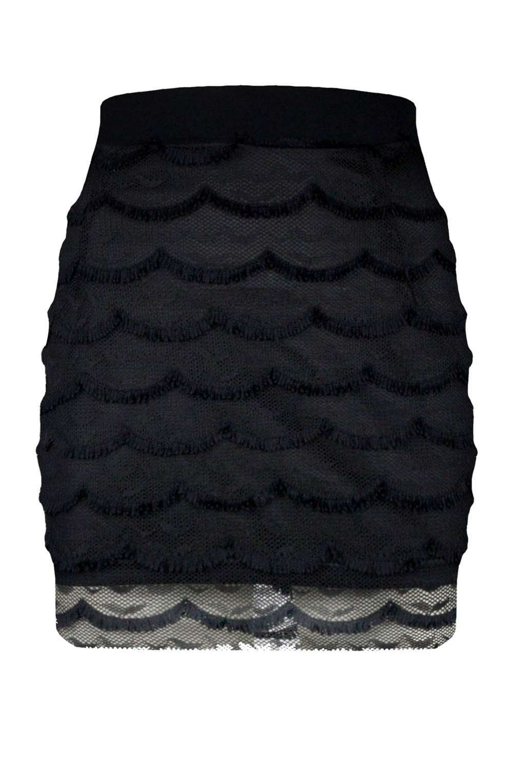 High Waisted Scallop Hem Lace Mini Skirt - bejealous-com