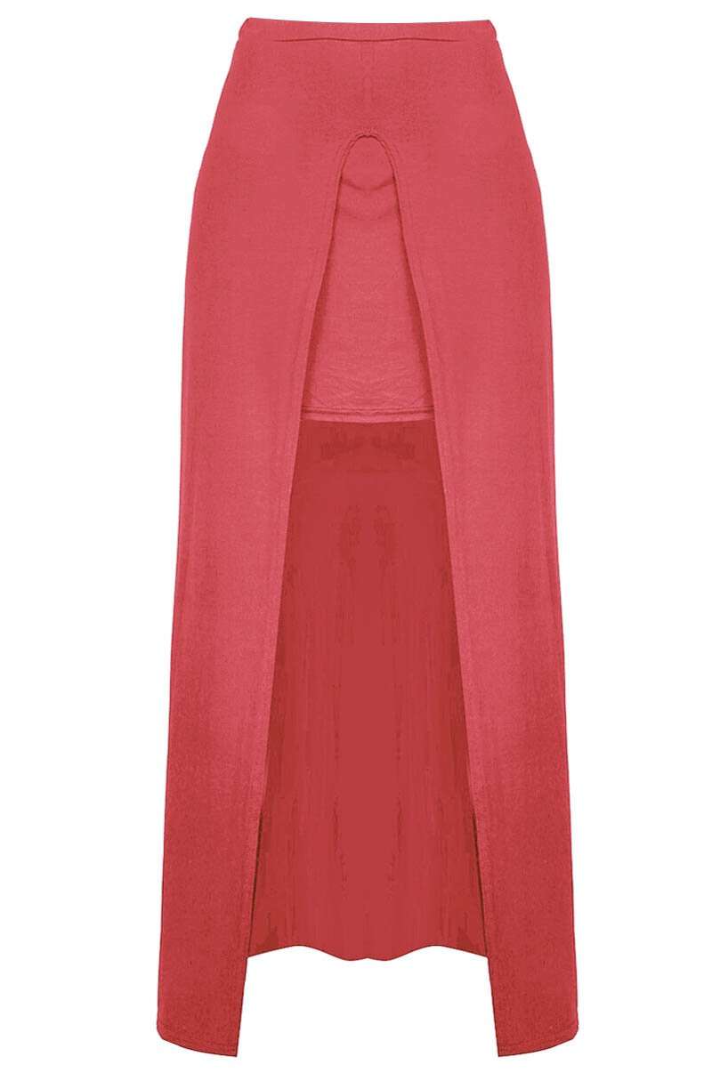 High Waisted Split Leg Grey Maxi Skirt - bejealous-com