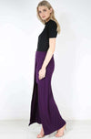 High Waisted Split Leg Purple Maxi Skirt - bejealous-com