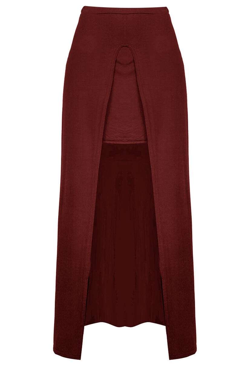 High Waisted Split Leg Purple Maxi Skirt - bejealous-com