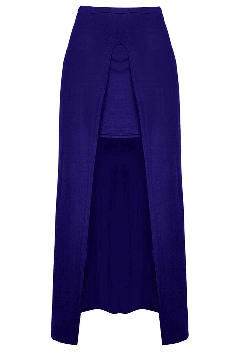 High Waisted Split Leg Purple Maxi Skirt - bejealous-com