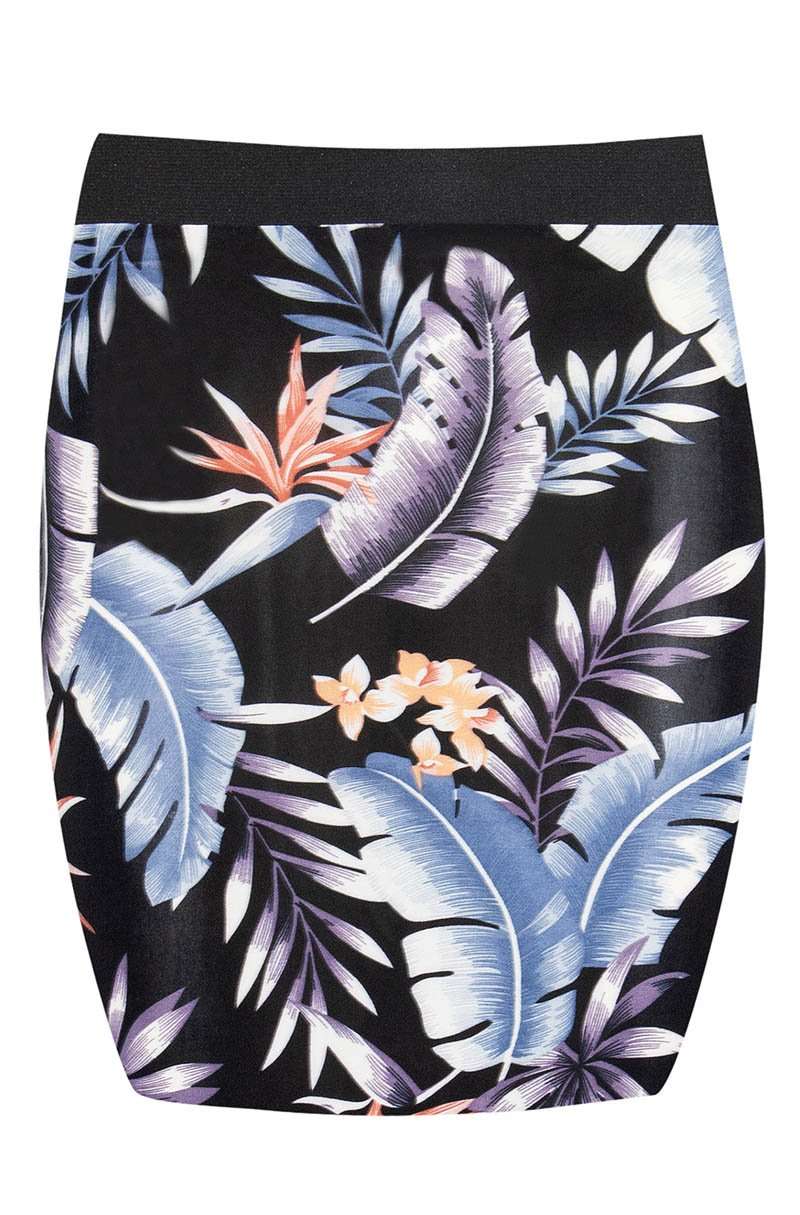 High Waist Green Tropical Print Mini Skirt - bejealous-com