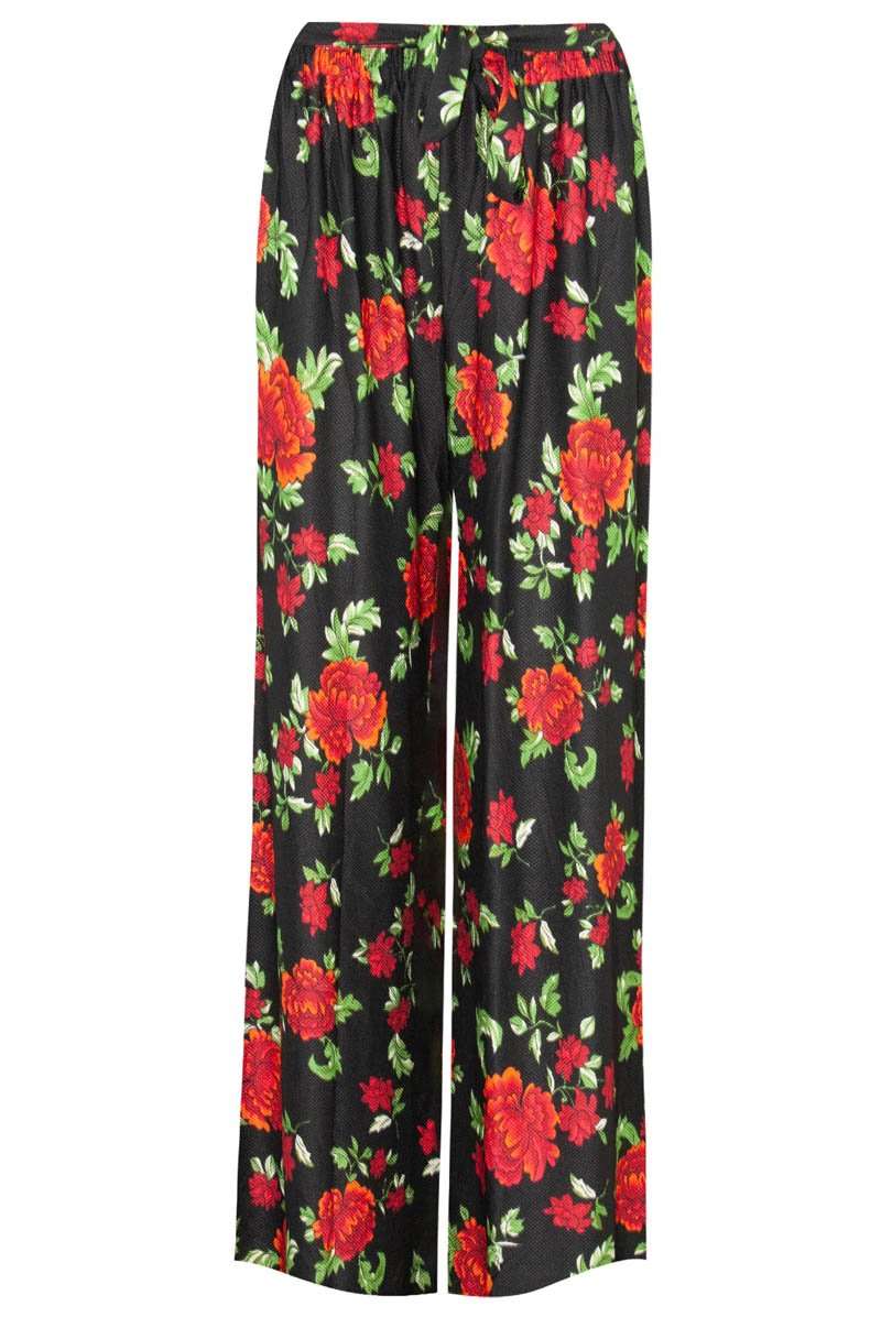 High Waist Yellow Tropical Print Wide Leg Pants - bejealous-com