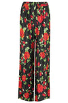 High Waist Yellow Tropical Print Wide Leg Pants - bejealous-com
