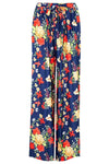 High Waist Yellow Tropical Print Wide Leg Pants - bejealous-com