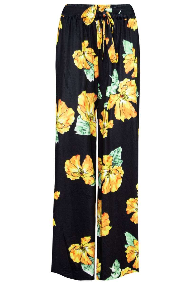 High Waisted Tropical Print Wide Leg Palazzo Pants - bejealous-com