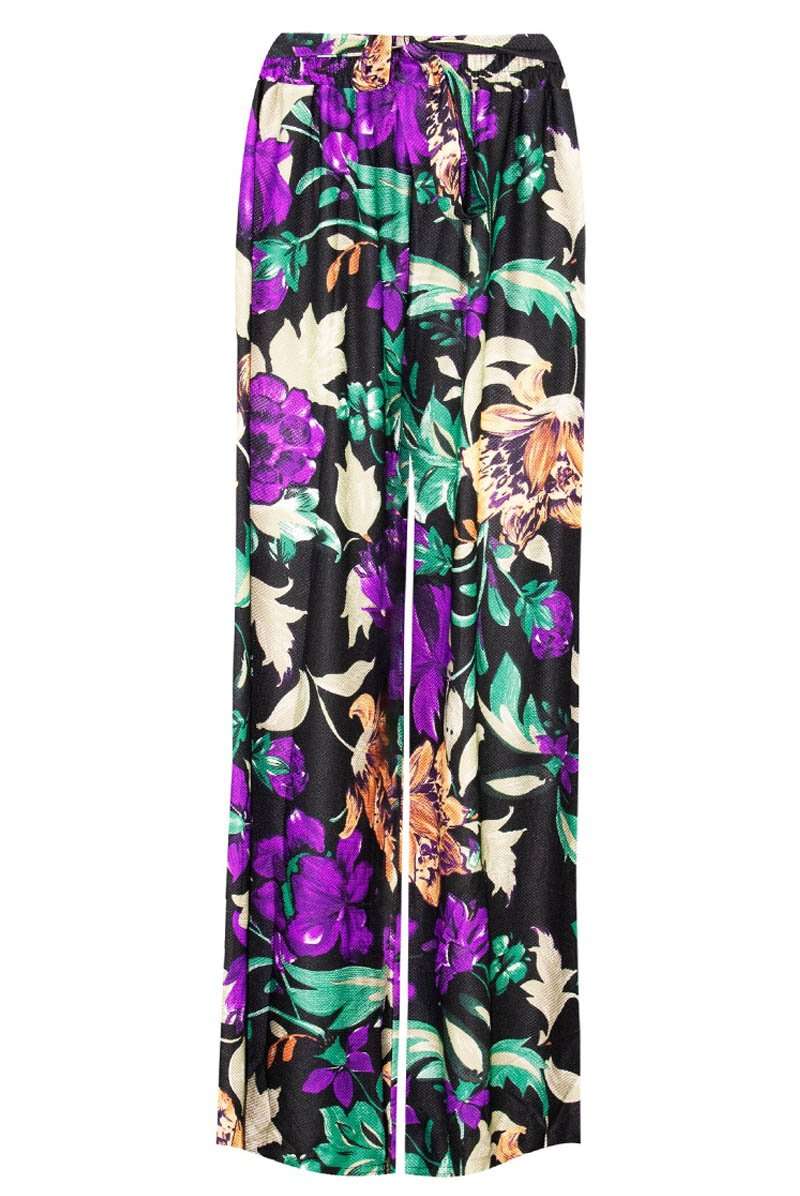 High Waisted Tropical Print Wide Leg Palazzo Pants - bejealous-com