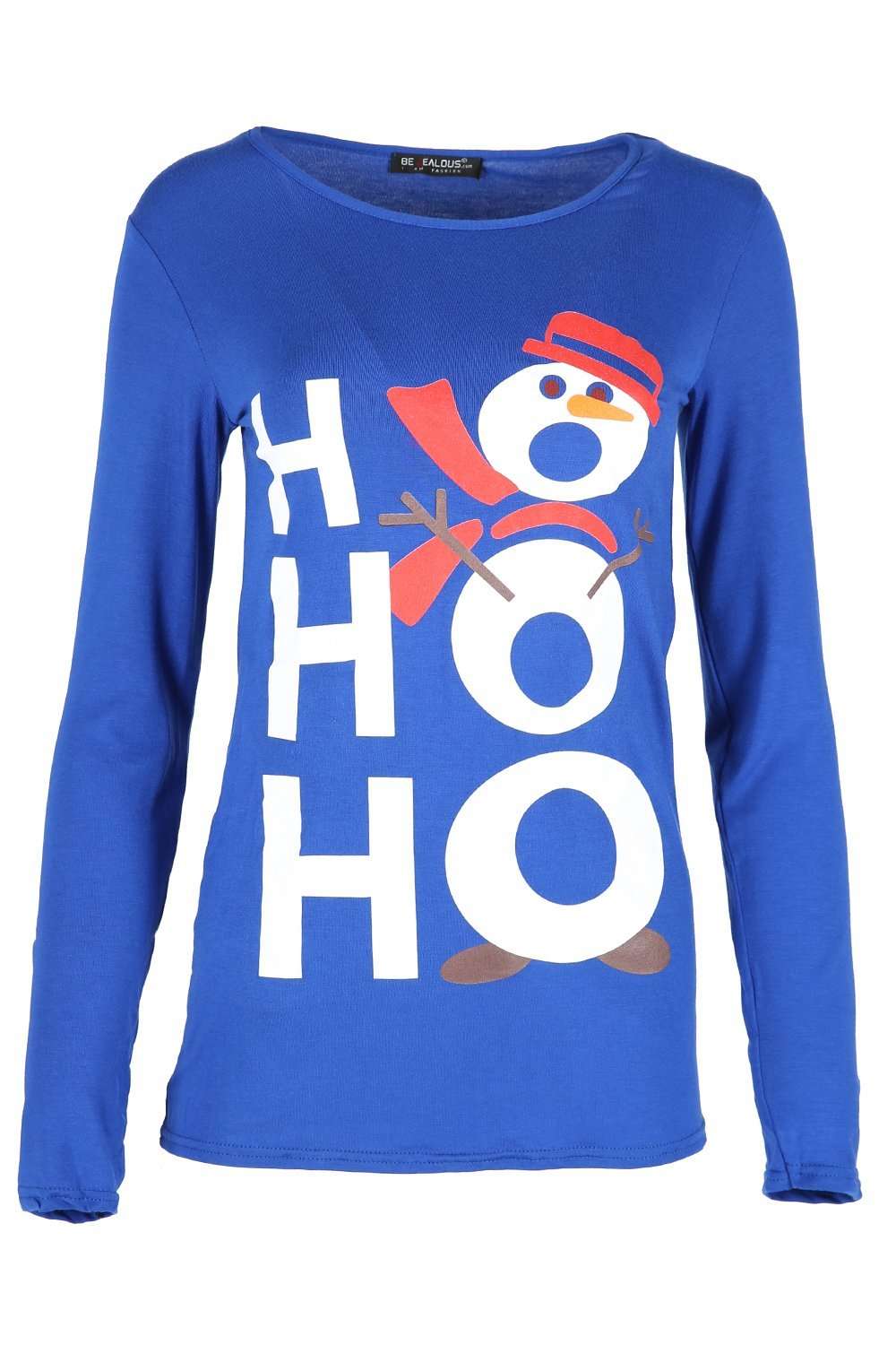 Hohoho Christmas Print Long Sleeve Snowman Tshirt - bejealous-com