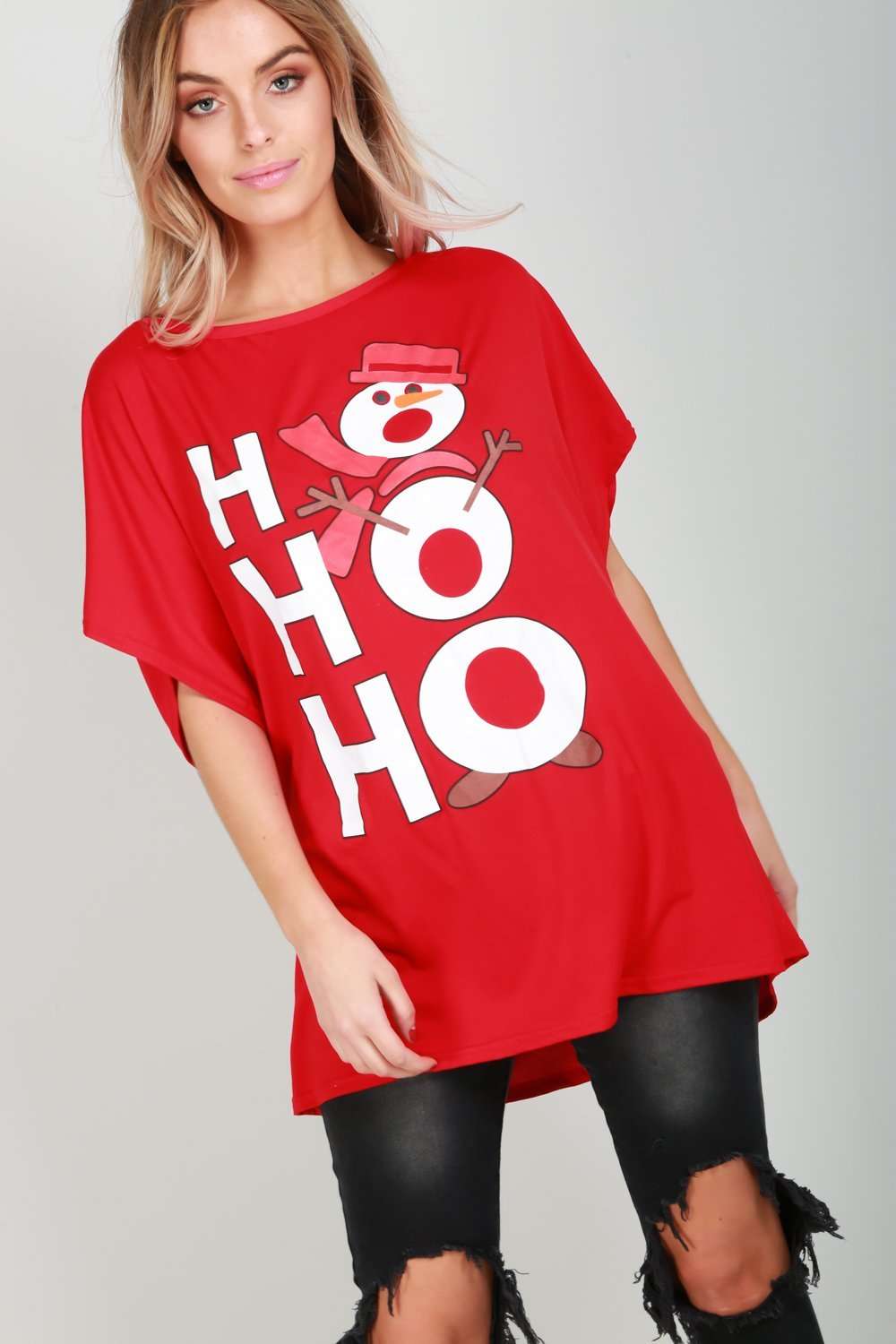 Hohoho Snowman Oversized Tshirt - bejealous-com