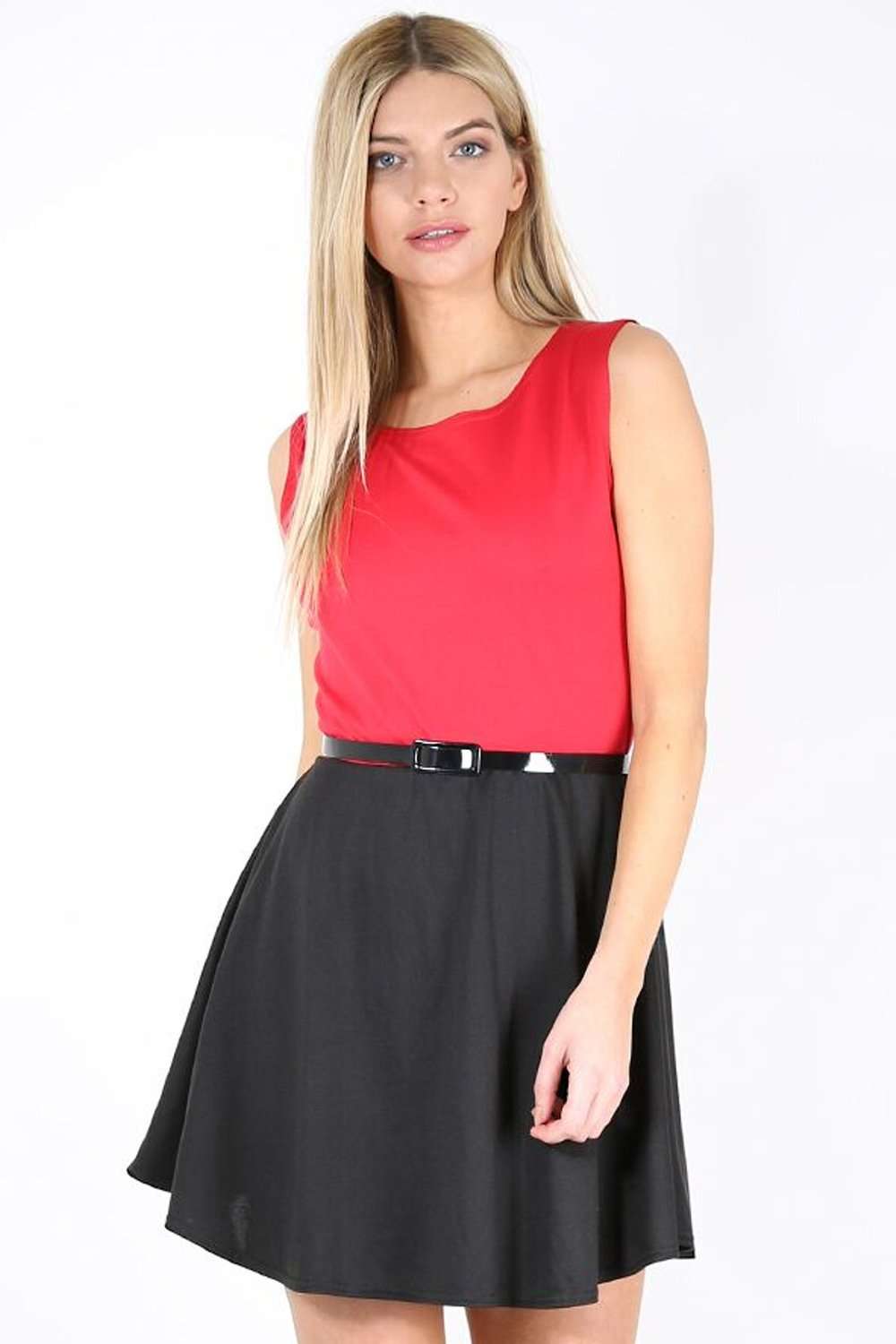 Ilizia Colour Block Sleeveless Skater Dress - bejealous-com