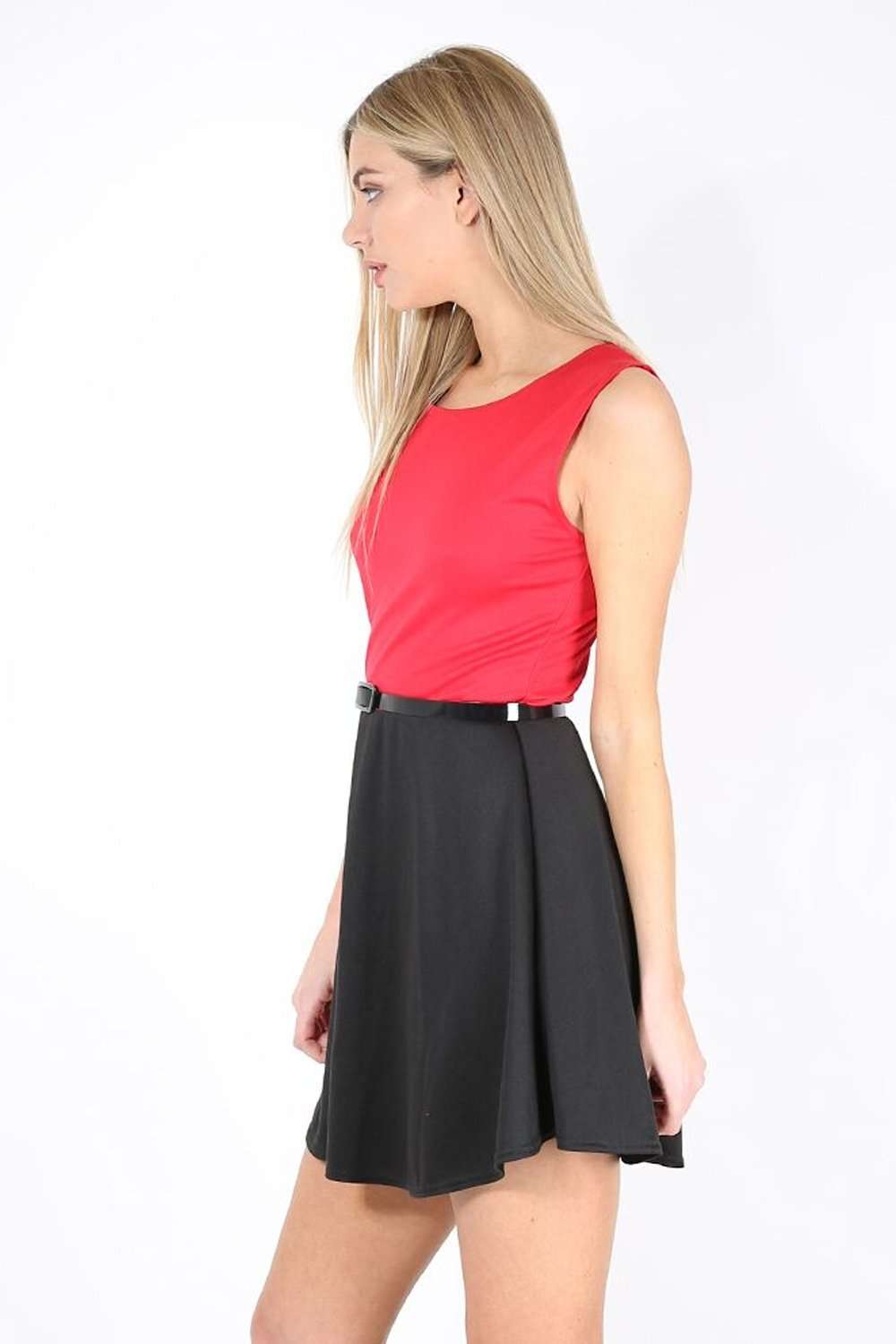 Ilizia Colour Block Sleeveless Skater Dress - bejealous-com