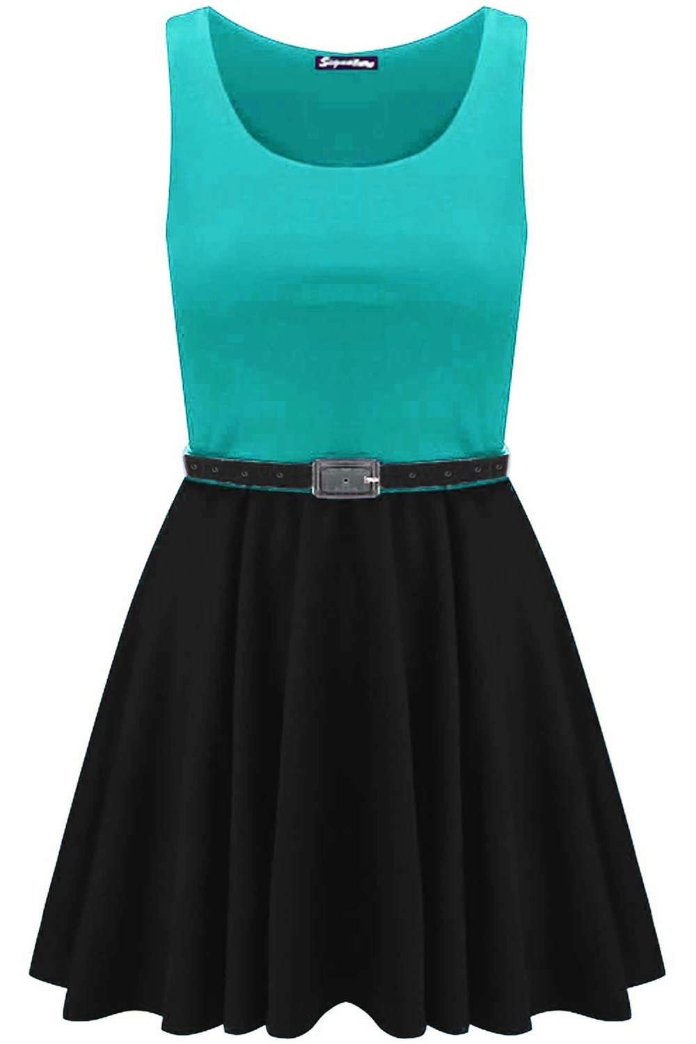 Ilizia Colour Block Sleeveless Skater Dress - bejealous-com