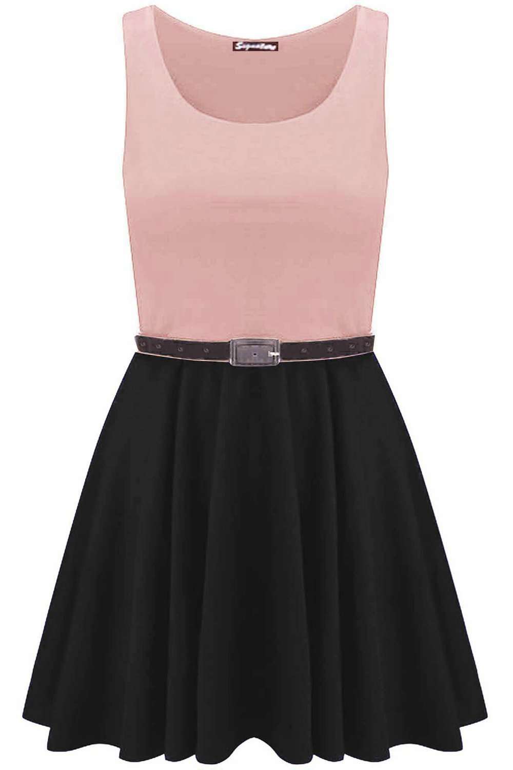 Ilizia Colour Block Sleeveless Skater Dress - bejealous-com