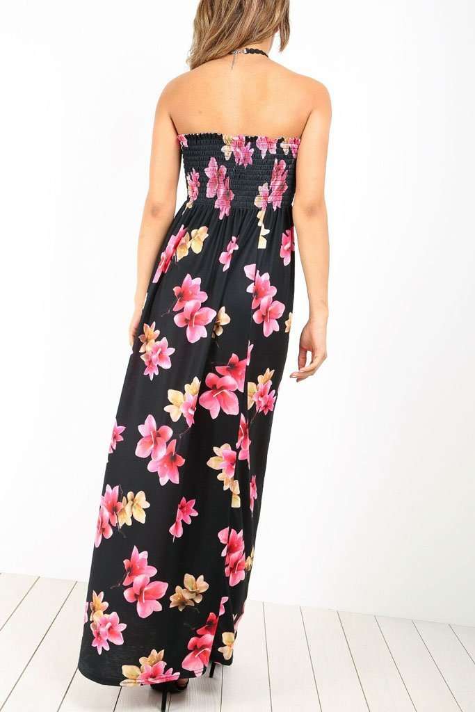 Immie Sheering Bandeau Floral Maxi Dress - bejealous-com