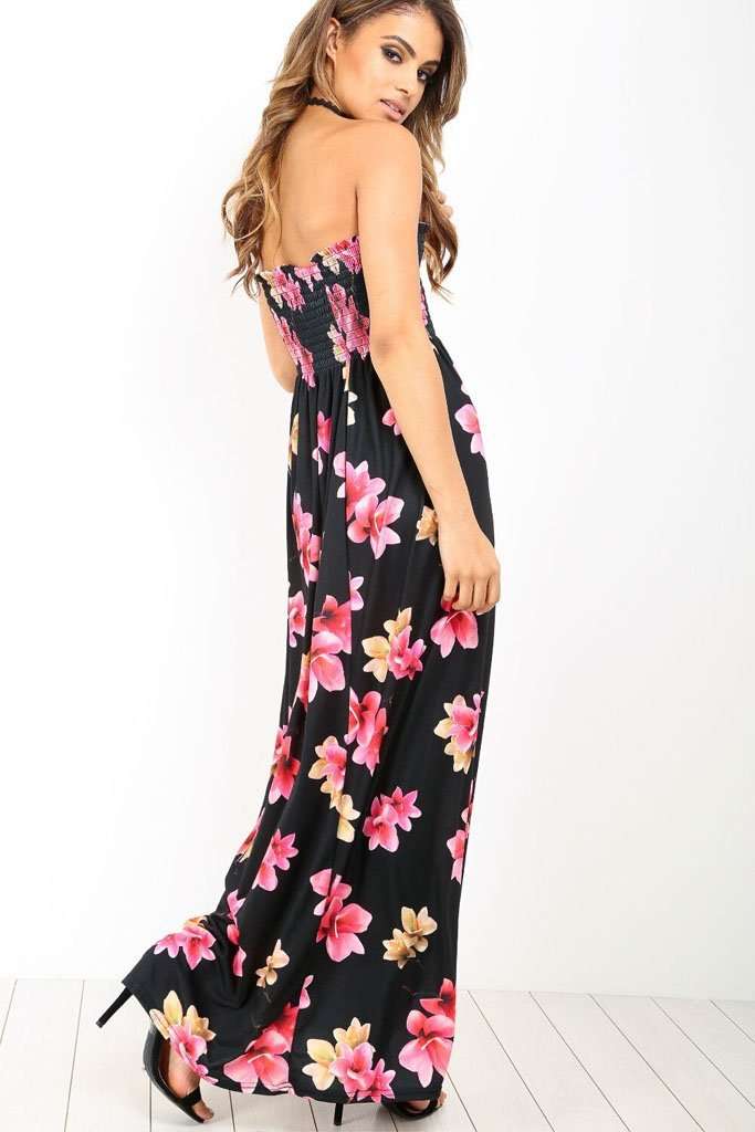 Immie Sheering Bandeau Floral Maxi Dress - bejealous-com