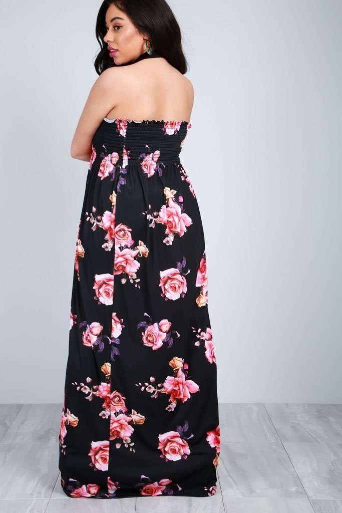 Immie Sheering Bandeau Floral Maxi Dress - bejealous-com