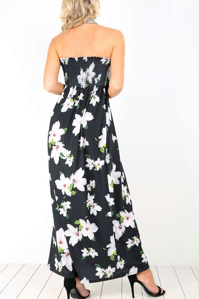 Immie Sheering Bandeau Floral Maxi Dress - bejealous-com