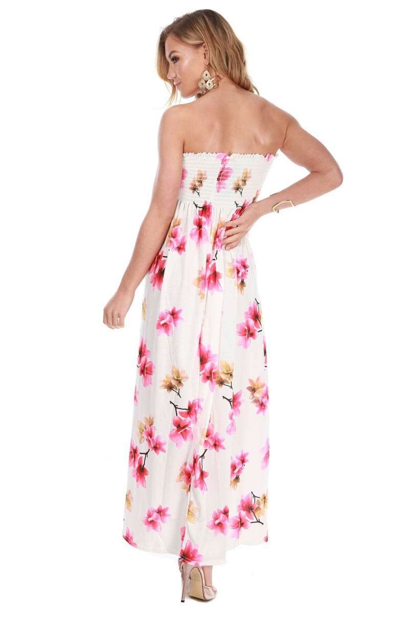 Immie Sheering Bandeau Floral Maxi Dress - bejealous-com