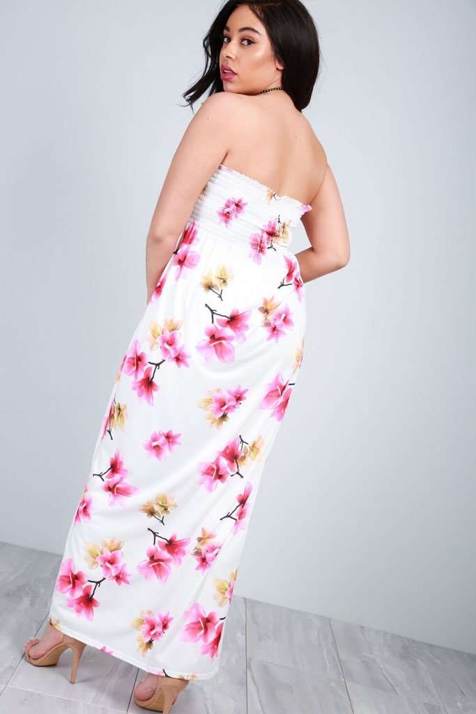 Immie Sheering Bandeau Floral Maxi Dress - bejealous-com