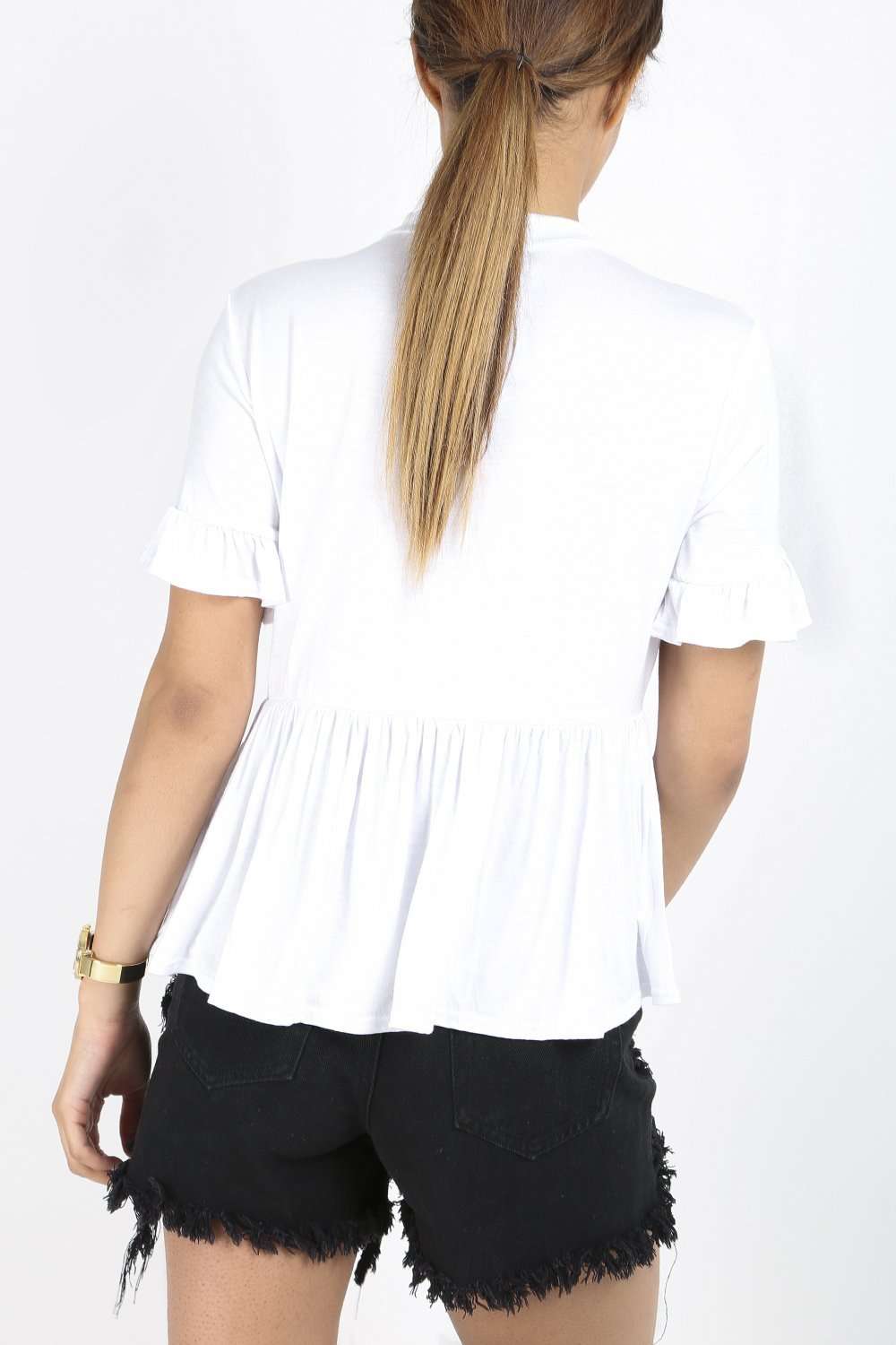 Iris Choker Neck Peplum Frill Tshirt - bejealous-com
