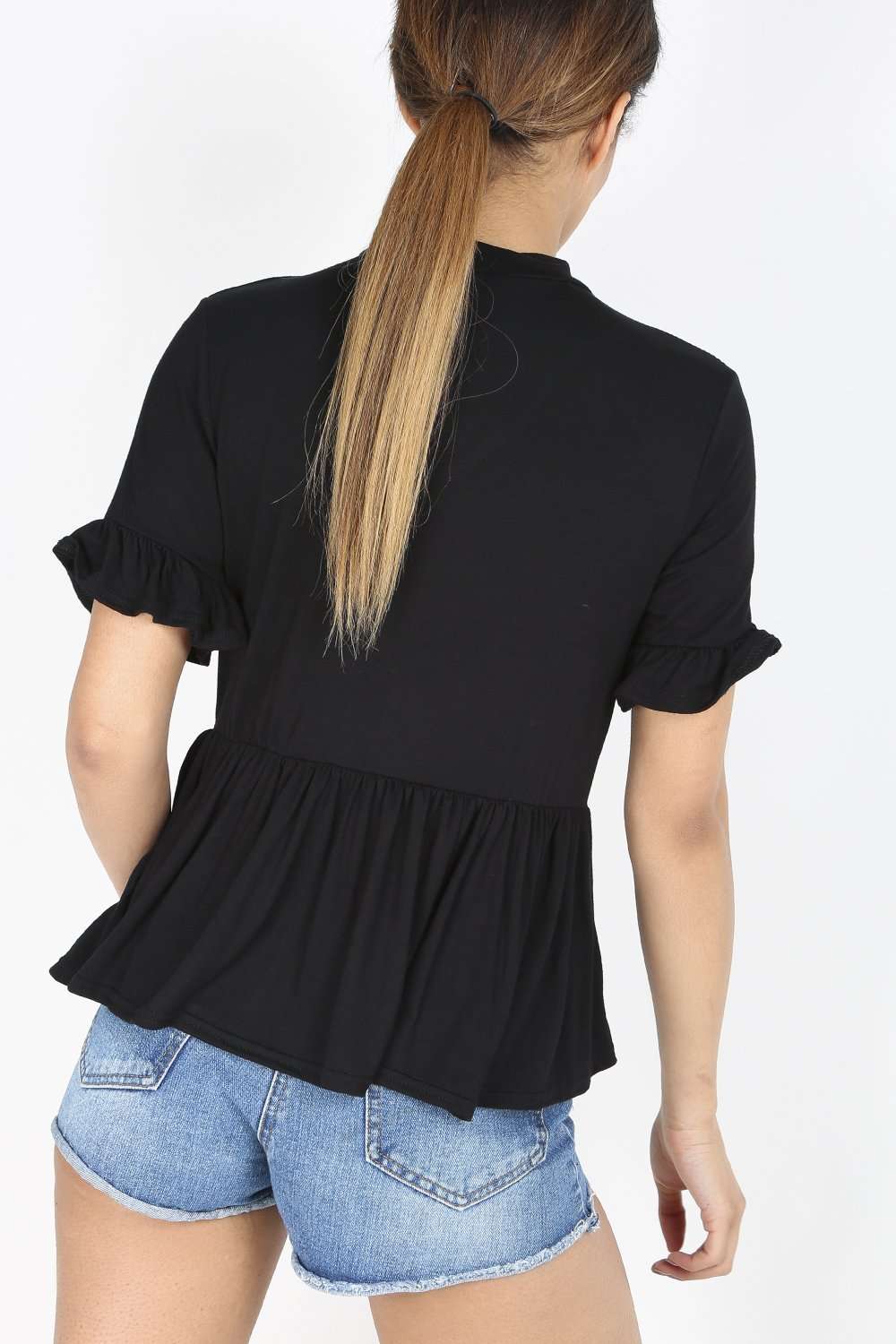 Iris Choker Neck Peplum Frill Tshirt - bejealous-com