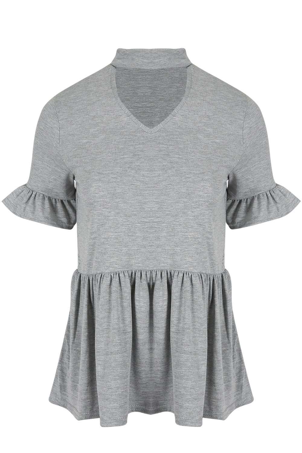 Iris Choker Neck Peplum Frill Tshirt - bejealous-com
