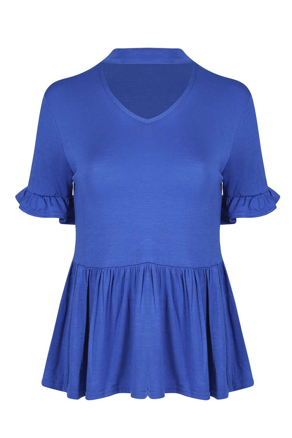 Iris Choker Neck Peplum Frill Tshirt - bejealous-com