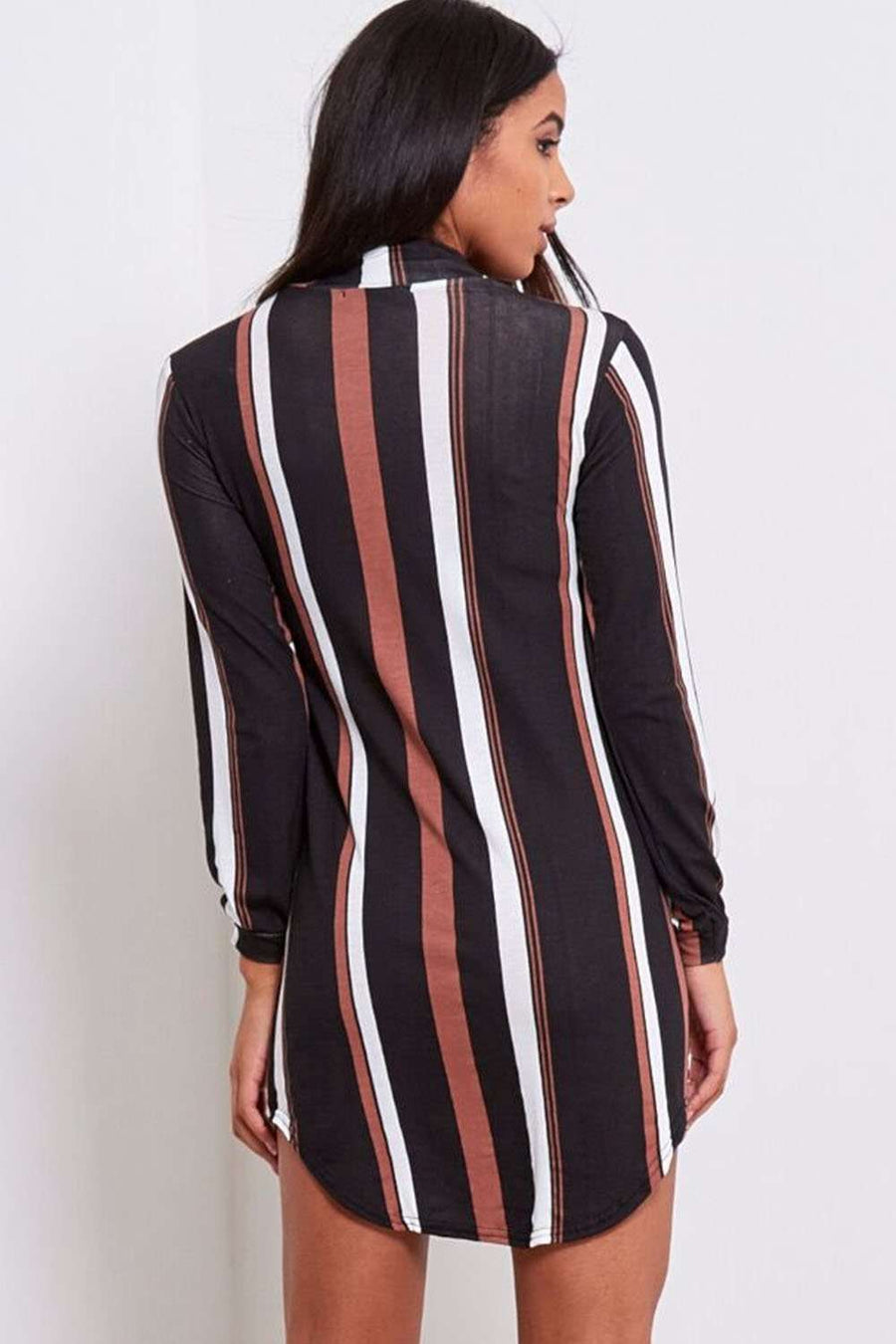 Iris Monochrome Striped Shirt Dress - bejealous-com