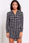 Iris Monochrome Tartan Shirt Dress - bejealous-com