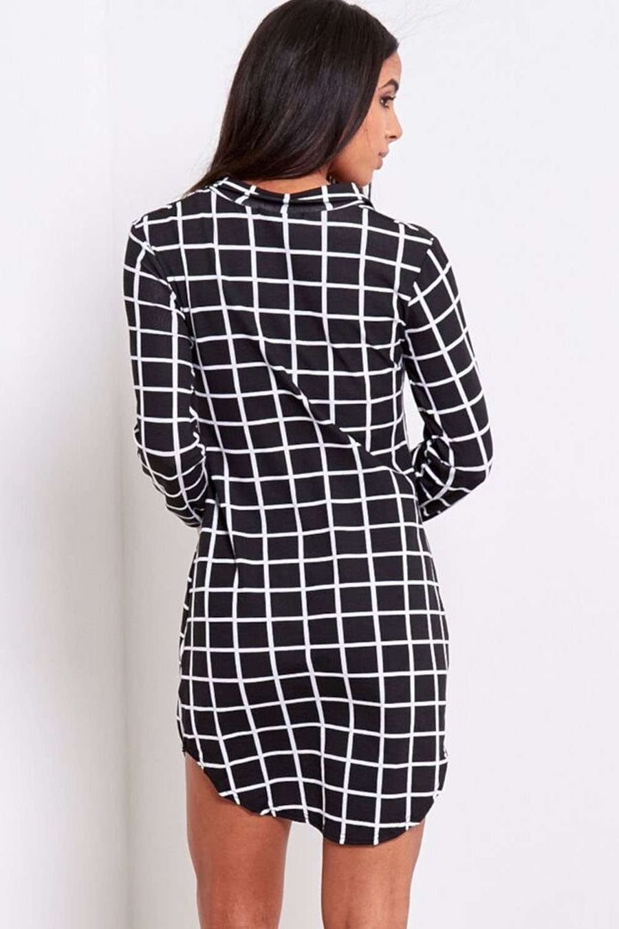 Iris Monochrome Tartan Shirt Dress - bejealous-com