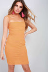 Izzi Orange Striped Bodycon Mini Cami Dress - bejealous-com