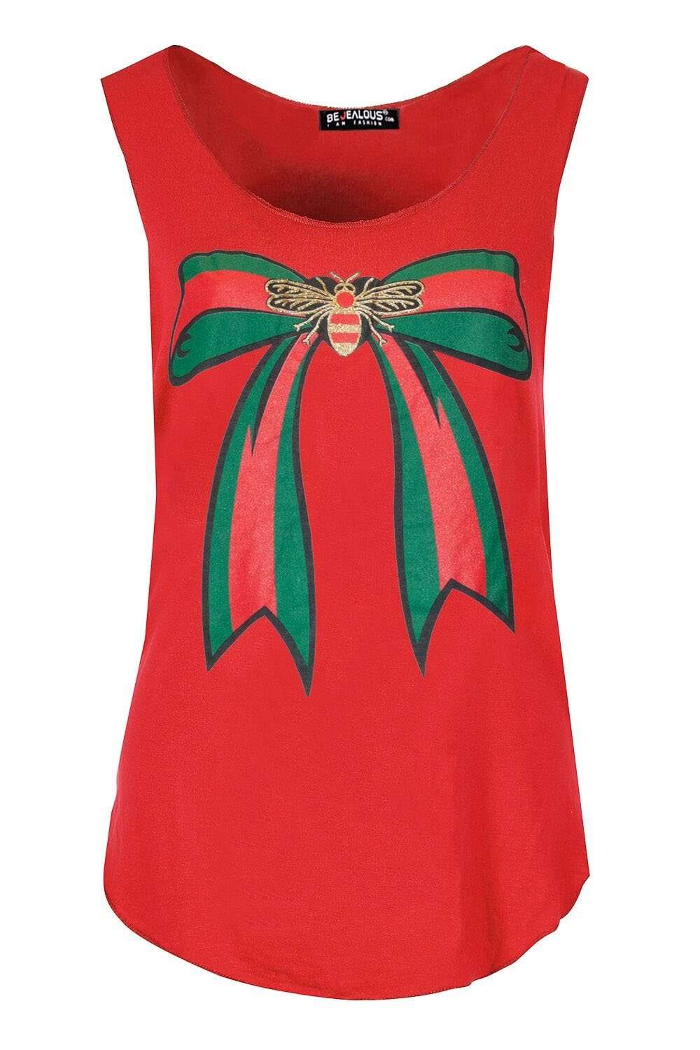 Izzie Graphic Print Curved Hem Vest Top - bejealous-com