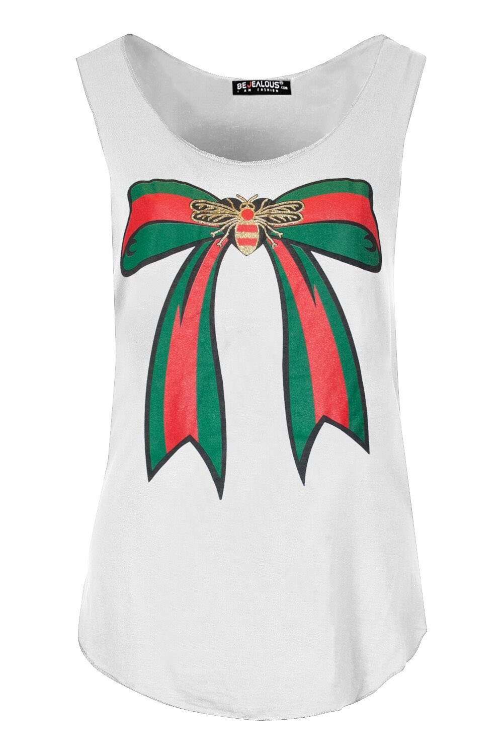 Izzie Graphic Print Curved Hem Vest Top - bejealous-com