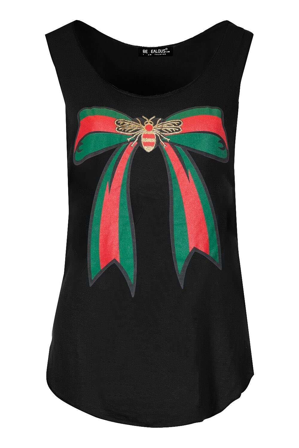 Izzie Graphic Print Curved Hem Vest Top - bejealous-com