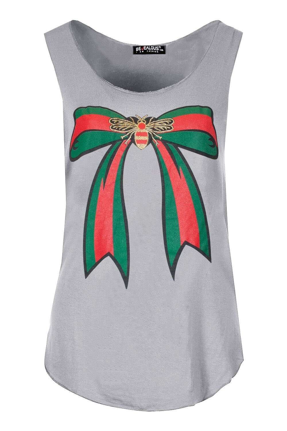 Izzie Graphic Print Curved Hem Vest Top - bejealous-com