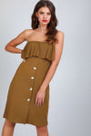 Jace Bardot Button Down Belted Midi Dress - bejealous-com