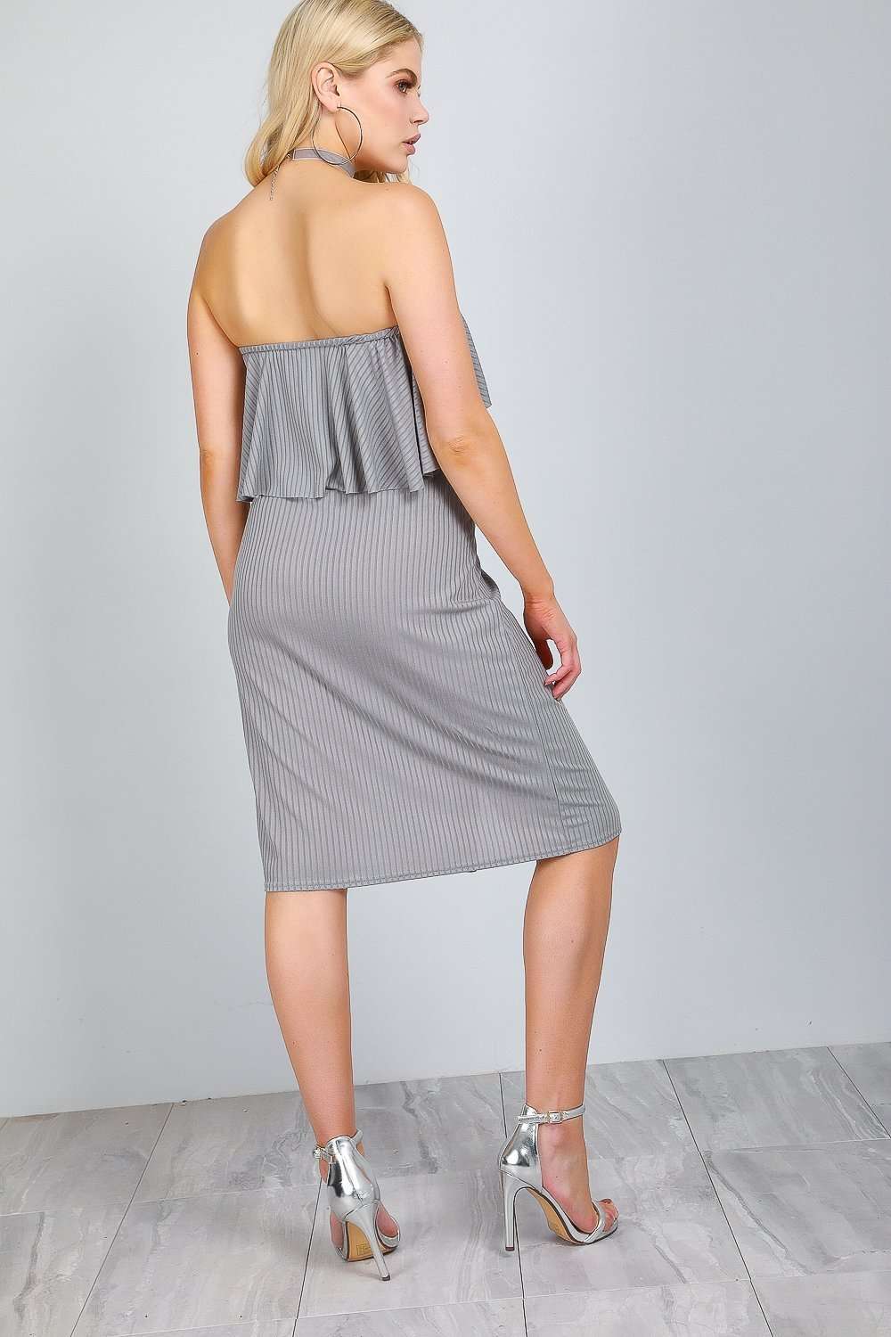 Jace Bardot Frill Belted Button Midi Dress - bejealous-com