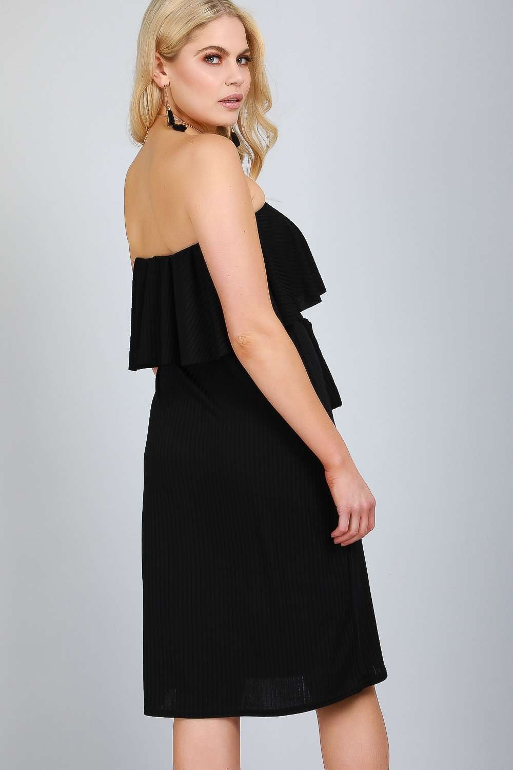 Jace Bardot Frill Belted Button Midi Dress - bejealous-com