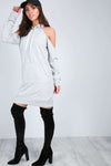 Jae Cold Shoulder Hooded Jumper Dress - bejealous-com