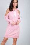 Jae Cold Shoulder Hooded Jumper Dress - bejealous-com