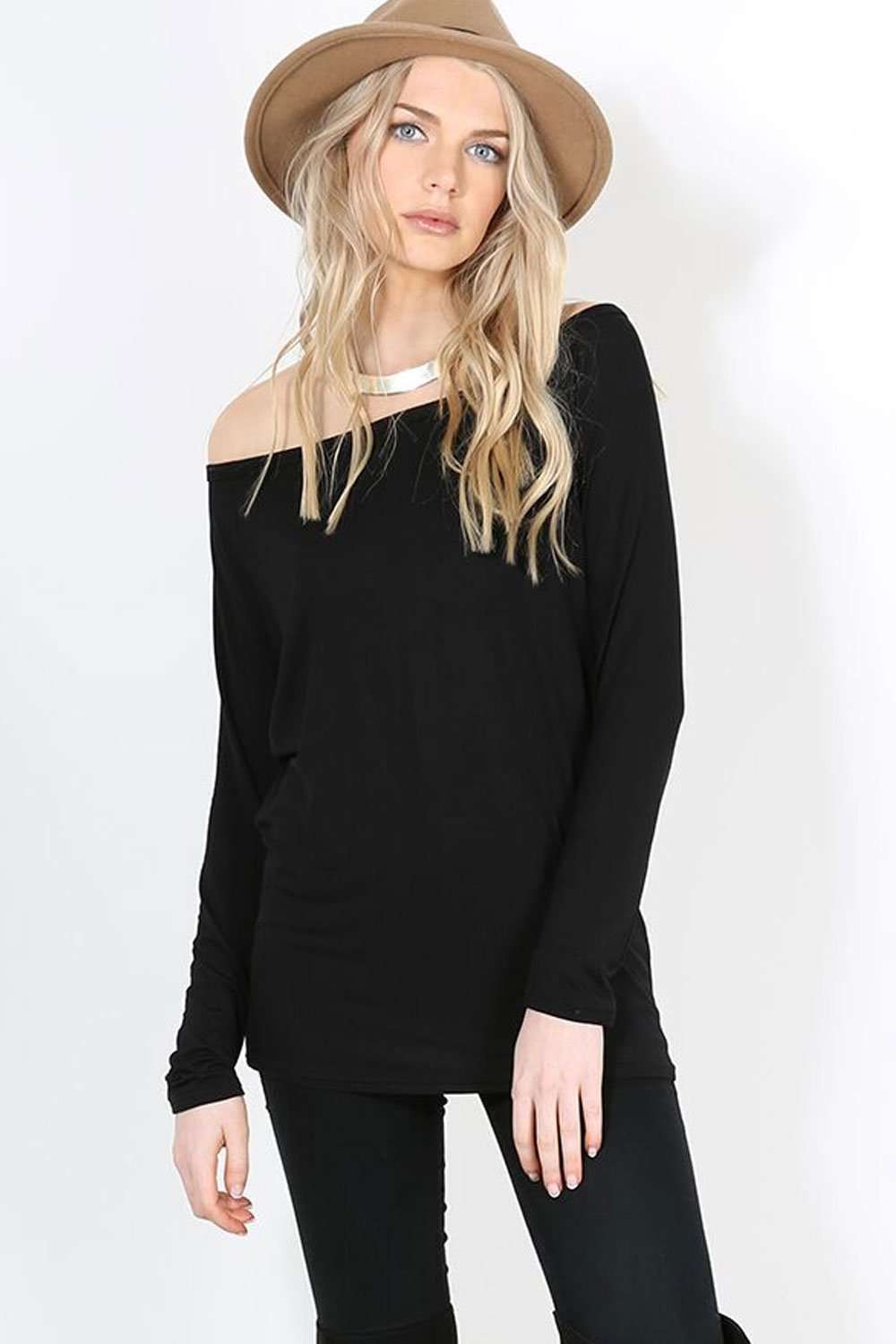 Jae Off Shoulder Long Sleeve Basic Top - bejealous-com