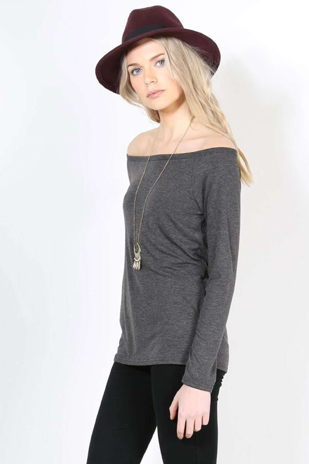 Jae Off Shoulder Long Sleeve Basic Top - bejealous-com