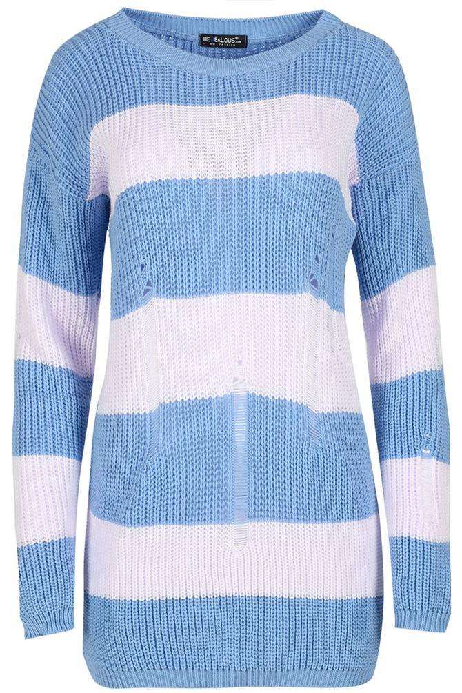 Jamelia Oversized Knitted Striped Jumper Dress - bejealous-com