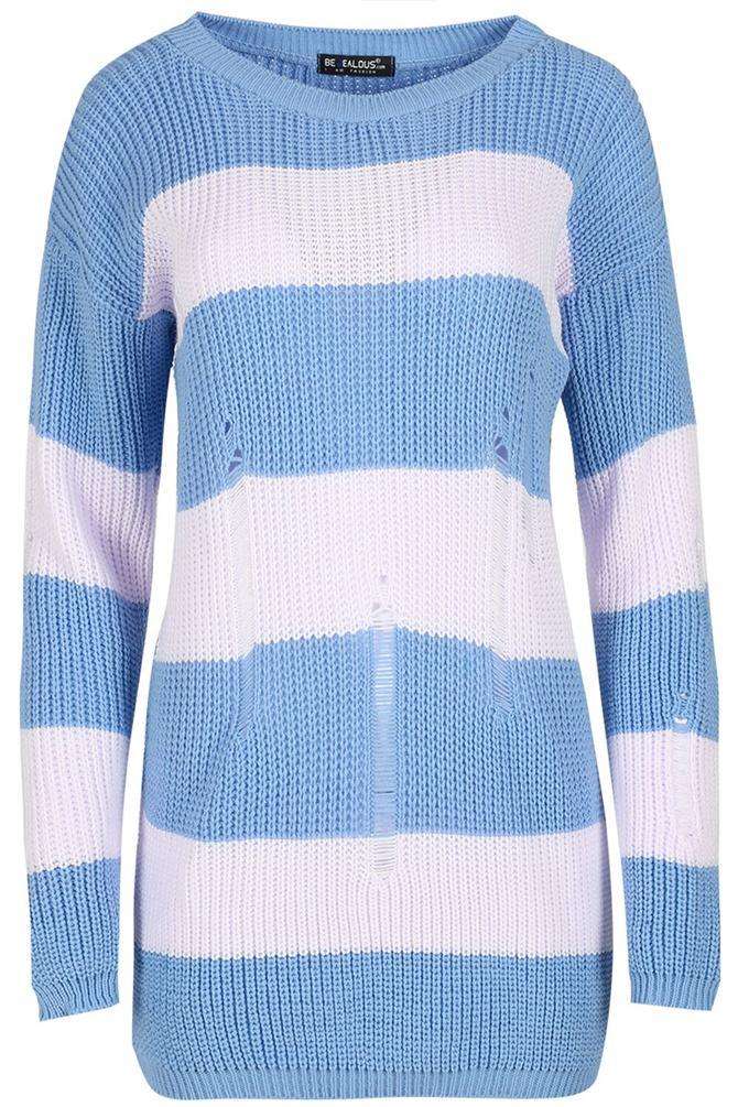 Striped Monochrome Knitted Jumper Dress - bejealous-com