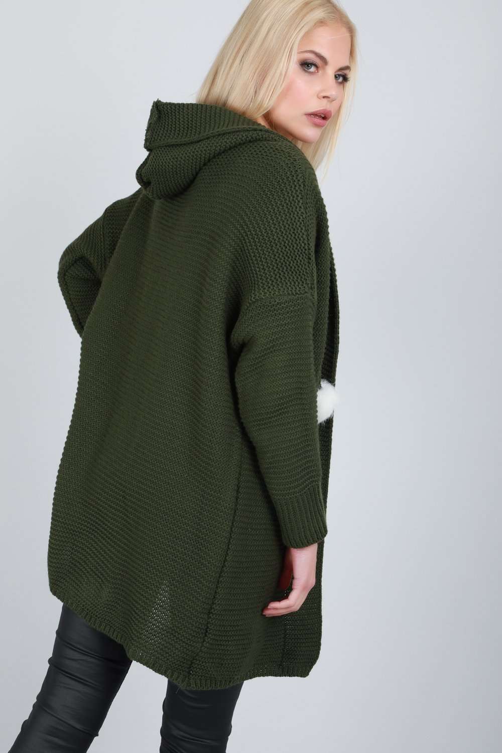 Jamelia Pom Pom Long Sleeve Hooded Cardigan - bejealous-com